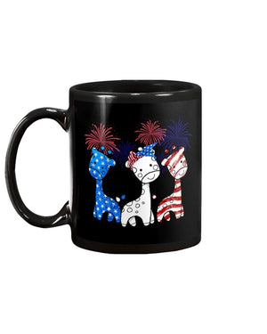 giraffe freedom america flag color Mug White 11Oz