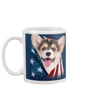 Corgi Proud Of My America flag Mug White 11Oz