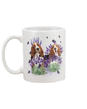 Basset Hound with lavender Mug White 11Oz