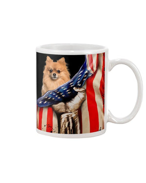 Pomeranian Hello America flag Mug White 11Oz