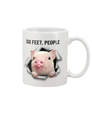 pig six feet people Mug White 11Oz