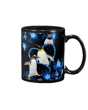 Penguin Twinkling blue heart Mug White 11Oz