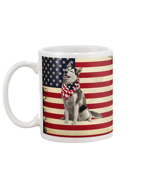 husky proud american flag Mug White 11Oz