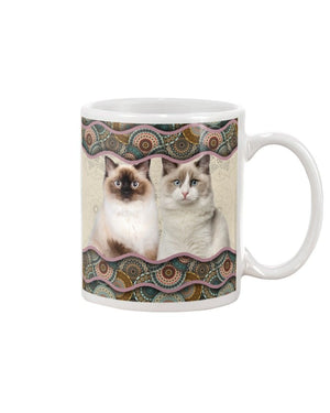 Ragdoll Cat Boho Pattern Mug White 11Oz