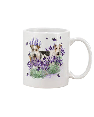 Fox Terrier with lavender Mug White 11Oz