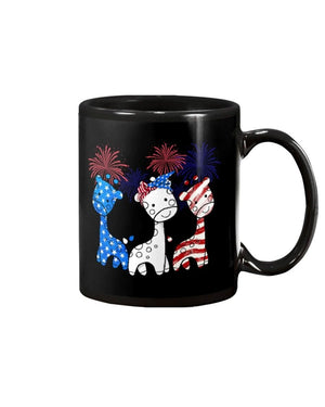 giraffe freedom america flag color Mug White 11Oz