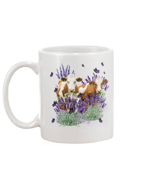 Simmental Cattle With Lavender Mug White 11Oz