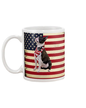 boston terrier proud american flag Mug White 11Oz