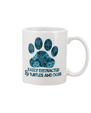 Hibiscus Distracted by Turtle and dogs Mug White 11Oz