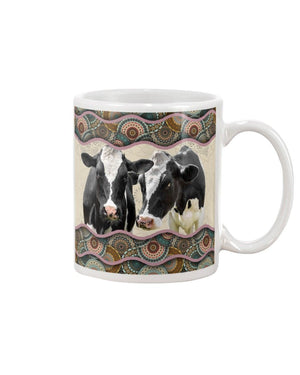 Two Cow Boho Pattern Mug White 11Oz