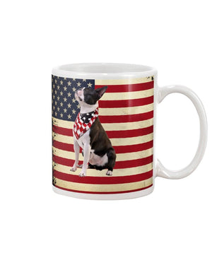 boston terrier proud american flag Mug White 11Oz