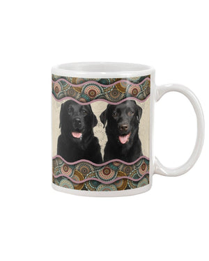 Black Labrador Retriever Boho Pattern Mug White 11Oz