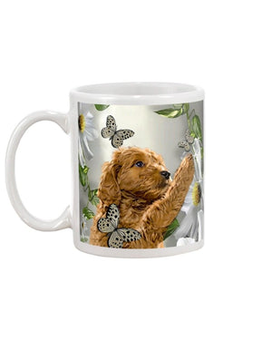 Goldendoodle daisy and butterfly  Mug White 11Oz