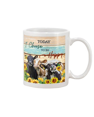 cow today i choose to be happy Mug White 11Oz