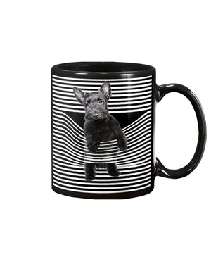 Scottish Terrier Climb Curtain Mug Black 11Oz
