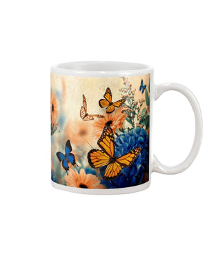 butterfly color forest Mug White 11Oz