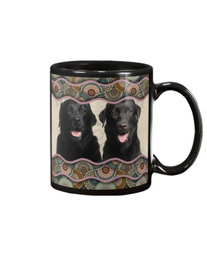 Black Labrador Retriever Boho Pattern Mug White 11Oz