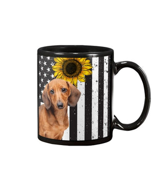 Dachshund Wiener Dog Sunflower American Mug White 11Oz