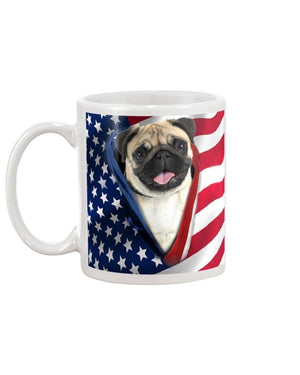 Pug Opened American flag Mug White 11Oz