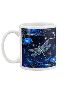 Mystery blue moon Dragonfly Mug White 11Oz