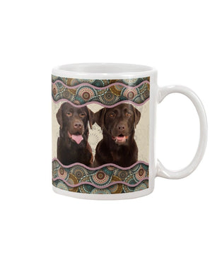 Chocolate Labrador Retriever Boho Pattern Mug White 11Oz