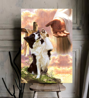 Border Collie God Jesus Hand Canvas