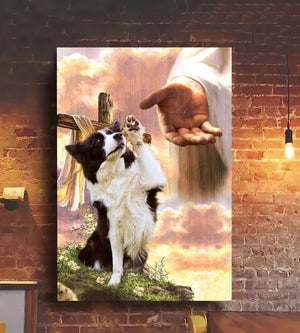 Border Collie God Jesus Hand Canvas