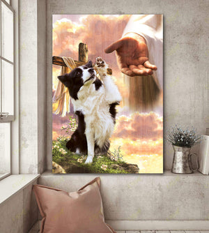 Border Collie God Jesus Hand Canvas