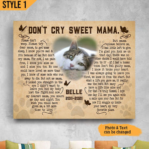 Personalized Cat Memorial Passing Gift - Pet Loss Gift For Cat Mom Photo Framed Print Canvas Poster