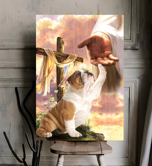 Bulldog God Jesus Hand Canvas