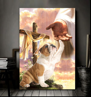 Bulldog God Jesus Hand Canvas