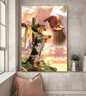 Wirehaired Dachshund God Jesus Hand Photo Canvas