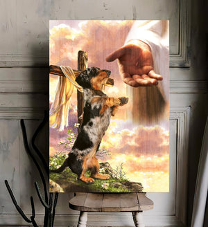 Wirehaired Dachshund God Jesus Hand Photo Canvas