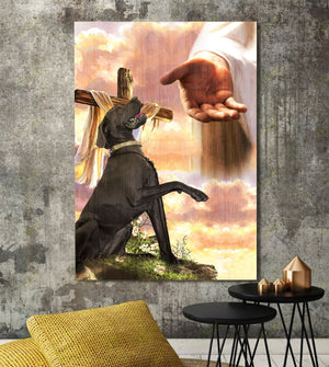 Dark Great Dane God Jesus Hand Photo Canvas