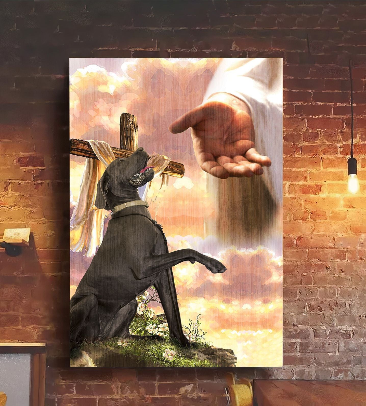 Dark Great Dane God Jesus Hand Photo Canvas