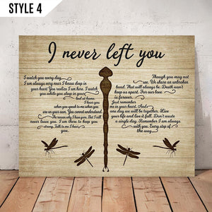 I Never Left You Memorial Gift Typography Cardinal Bird Hummingbird Butterfly Dragonfly Wall Art Horizontal Poster Canvas Framed Print