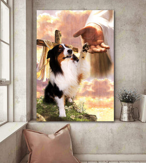 Australian Shepherd God Jesus Hand Photo Canvas