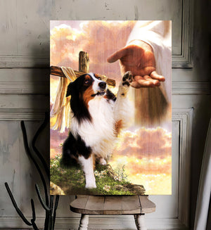 Australian Shepherd God Jesus Hand Photo Canvas