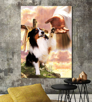 Australian Shepherd God Jesus Hand Photo Canvas