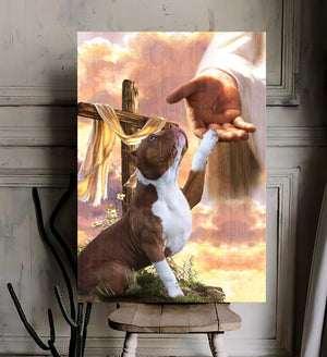 Pitbull God Jesus Hand Canvas