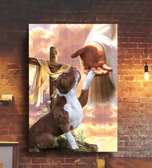 Pitbull God Jesus Hand Canvas