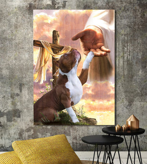 Pitbull God Jesus Hand Canvas