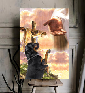 Rottweiler God Jesus Hand Canvas