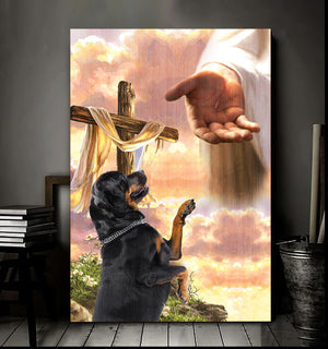 Rottweiler God Jesus Hand Canvas