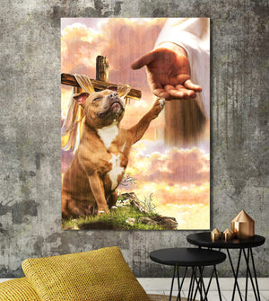 Staffordshire Bull Terrier (Staffies) God Jesus Hand Photo Canvas