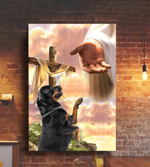 Rottweiler God Jesus Hand Canvas