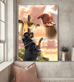 Rottweiler God Jesus Hand Canvas