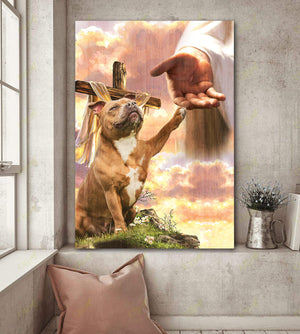 Staffordshire Bull Terrier (Staffies) God Jesus Hand Photo Canvas