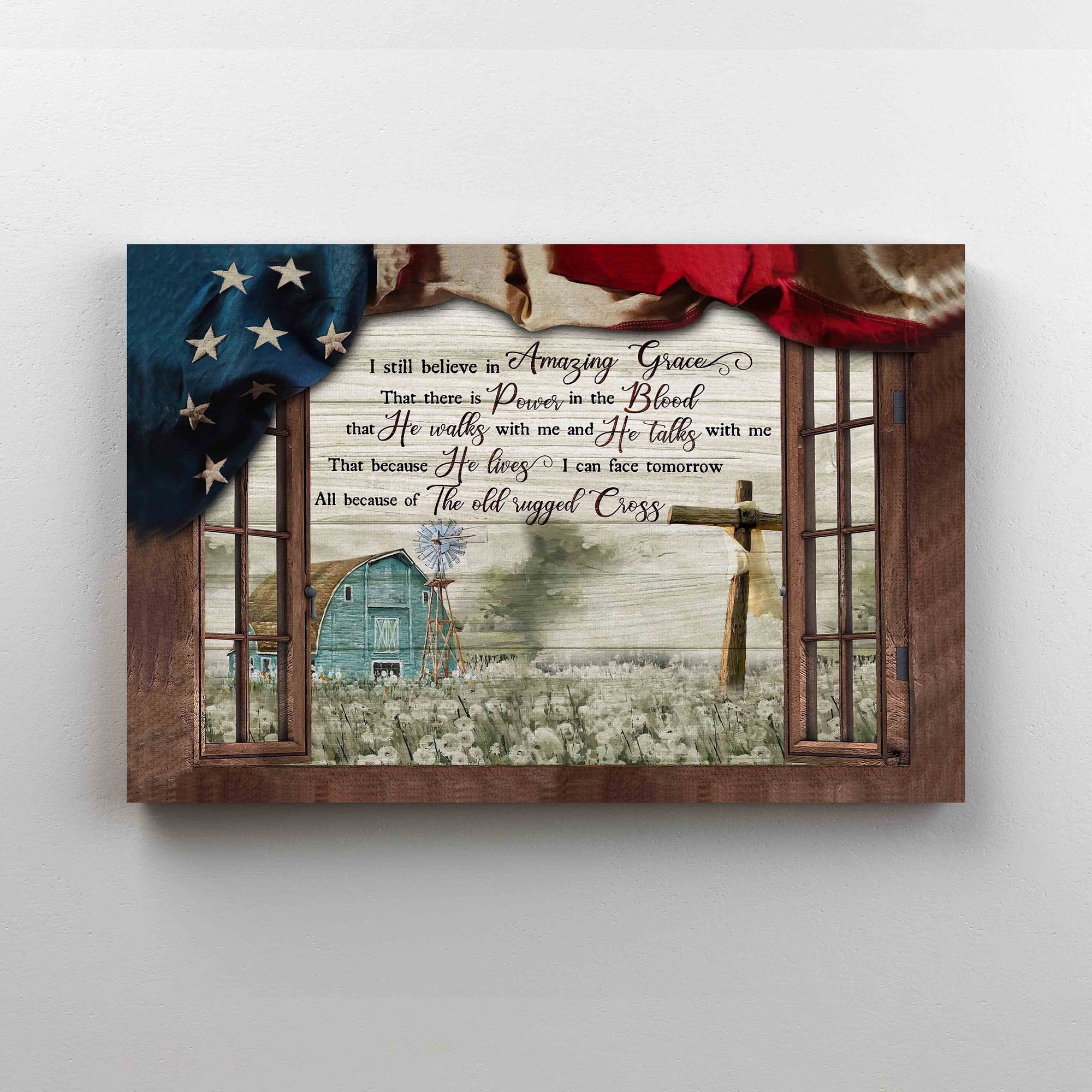 I Still Believe In Amazing Grace Canvas, American Flag Canvas, Cross Canvas, God Canvas, Farm Canvas