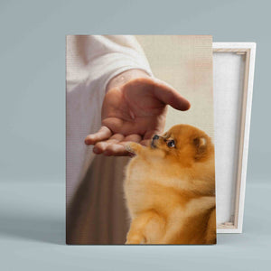 The Hand Of God Canvas, Pomeranian Canvas, God Canvas, Dog Canvas, Wall Art Canvas